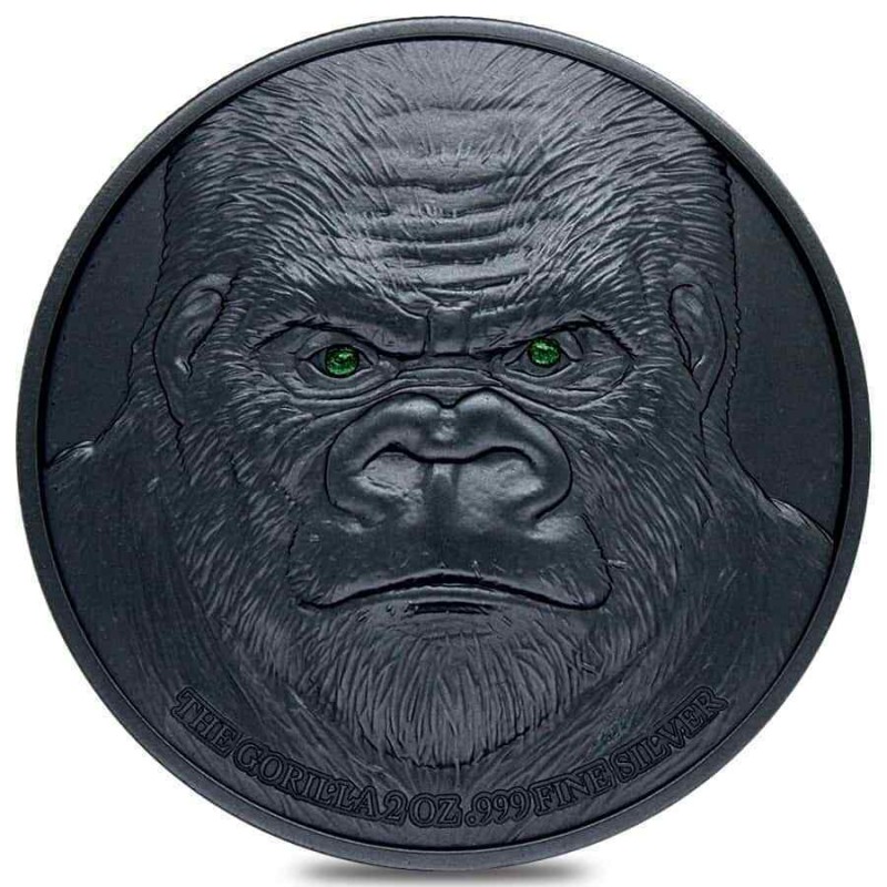 Black Gorilla 2 Oz Silver Coin 10000 Francs Chad 2023 GOLD AND SILVER BULLION