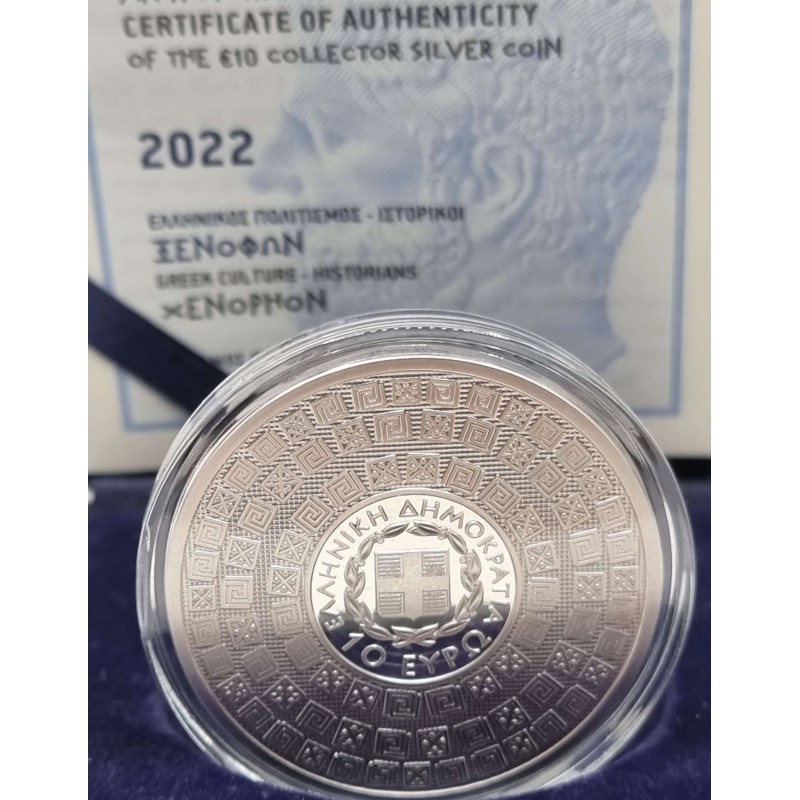 GREECE 2022 SILVER PROOF 10 EURO GREEK PHILOSOPHER XENOPHON WORLD COINS