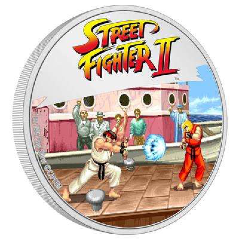 STREET FIGHTER II SILVER 1oz 30TH ANNIVERSARY VIDEO GAME PROOF COIN NZT IN ARCADE MACHINE GOLD AND SILVER BULLION