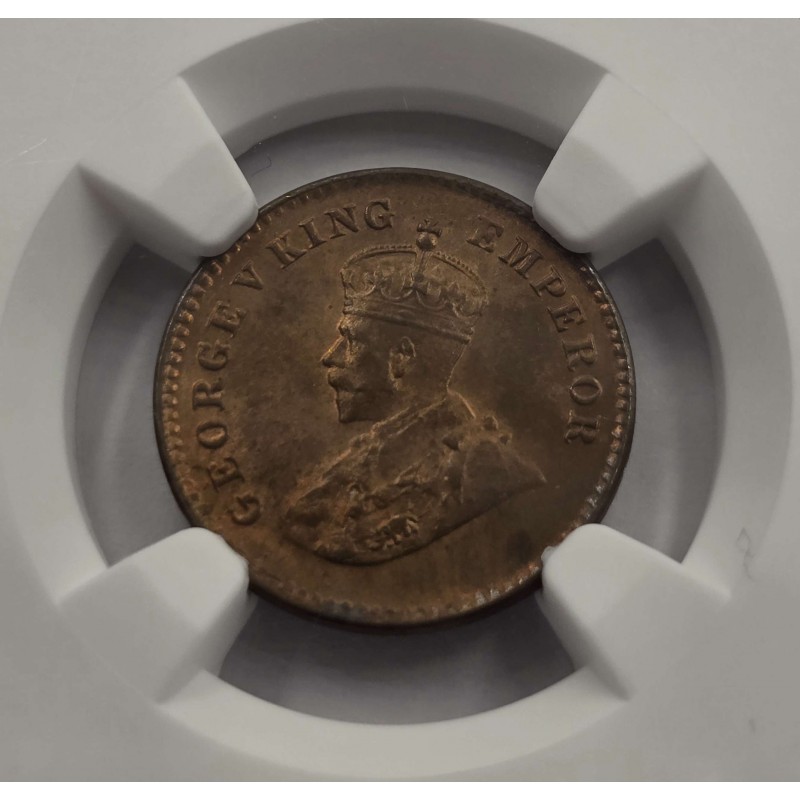 BRITISH INDIA 1/12 ANNA COIN 1930 C KGV NGC MS64RB WORLD COINS