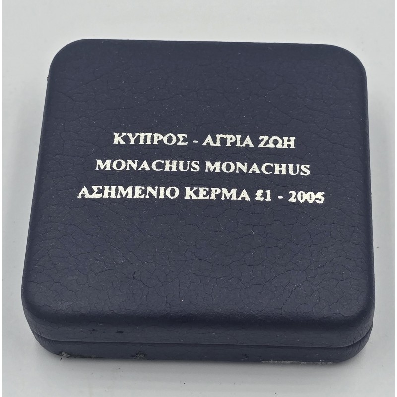 CYPRUS 2005 SILVER PROOF 1 POUND MONACHUS SEAL BOX + COA WORLD COINS