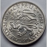 CYPRUS 45 PIASTRES 1928 SILVER CROWN COIN AU-UNC WORLD COINS