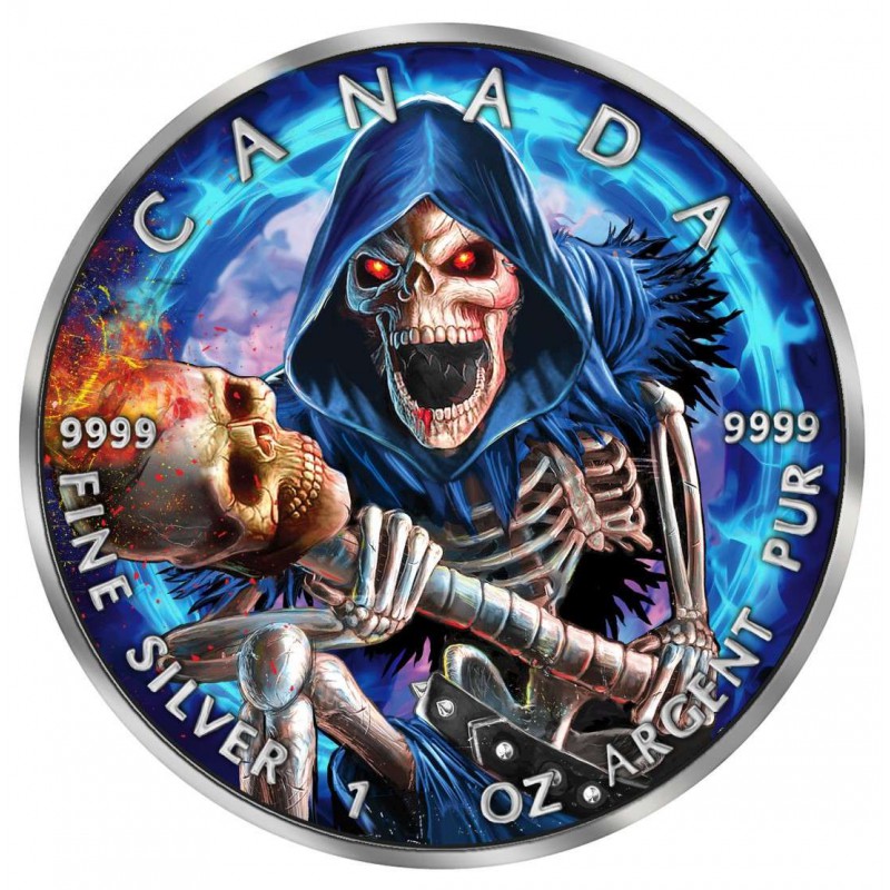 GRIM REAPER Armageddon VII 1 oz Silver Coin Canada 2024 Box + Coa GOLD AND SILVER BULLION