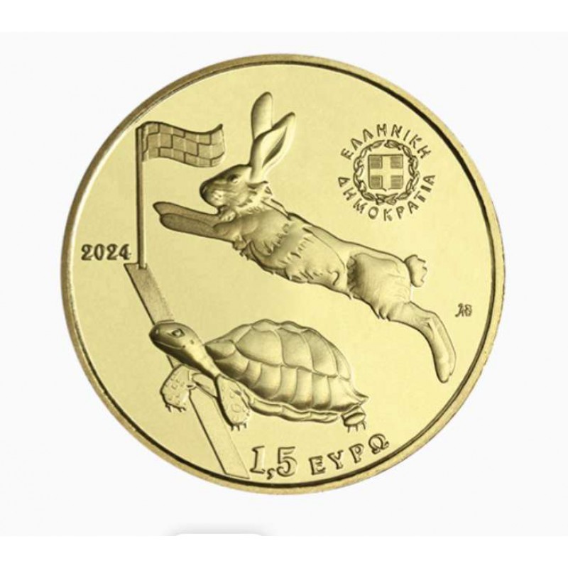 GREECE 2024 AESOPS MYTHS THE HARE AND THE TORTOISE COIN WORLD COINS
