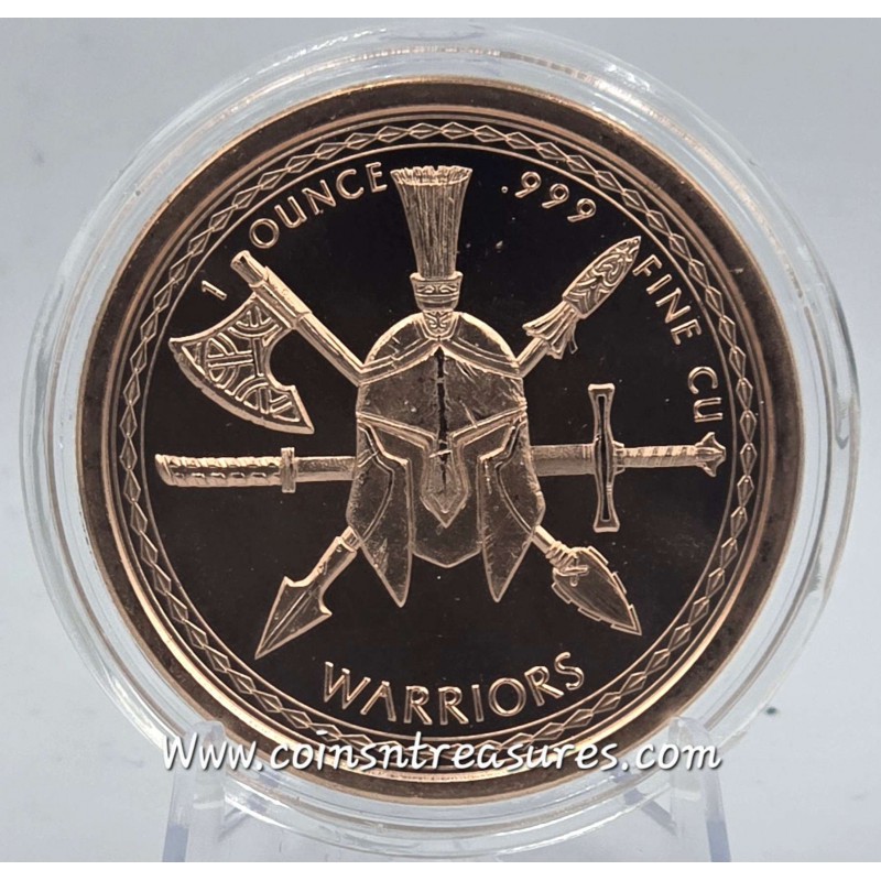 1 oz Aztec Warrior 999 Fine Copper Round GOLD AND SILVER BULLION