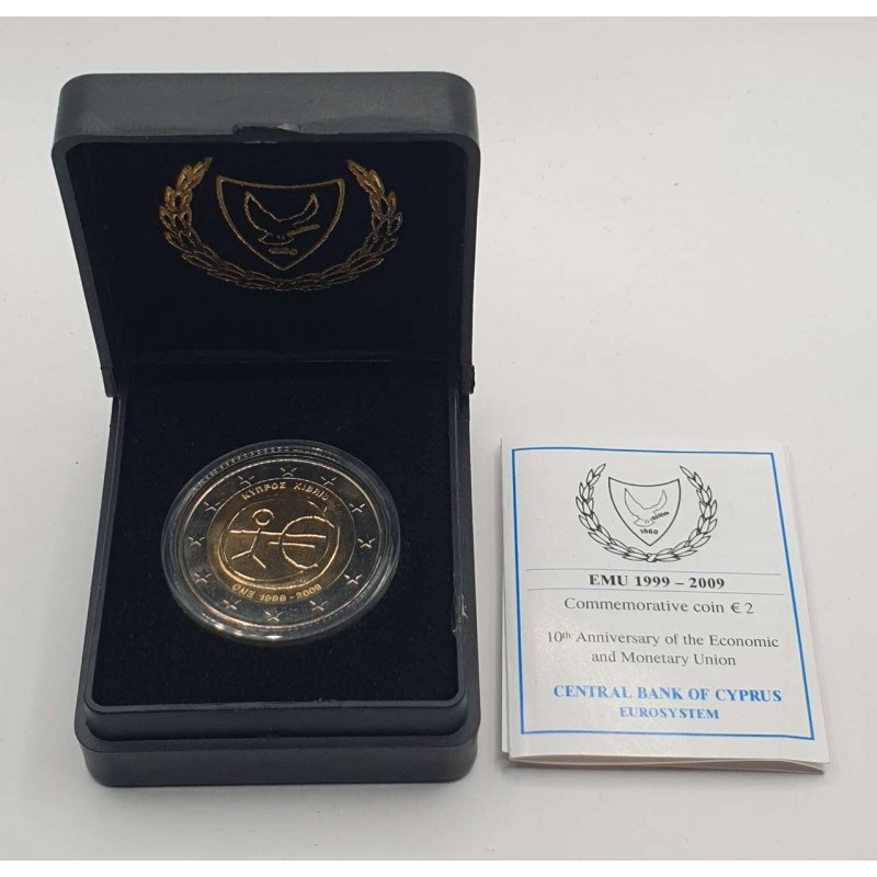 CYPRUS 2009 2 EURO EMU COMMEMORATIVE in box with coa WORLD COINS