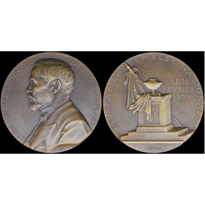 FRANCE LARGE MEDAL 148,6gr Commemorative Election of Emile Loubet as the president 1899