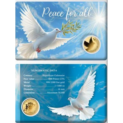 PEACE DOVE 1/1000 Oz Gold Coin 1000 Francs Gabon