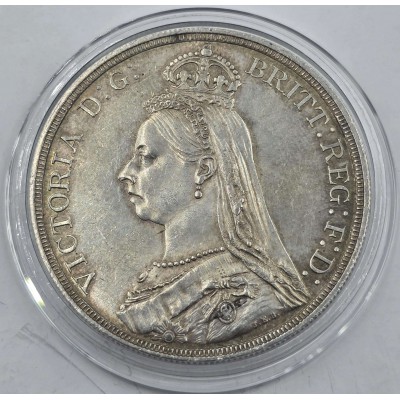 GREAT BRITAIN UK 1887 CROWN SILVER COIN QUEEN VICTORIA AU