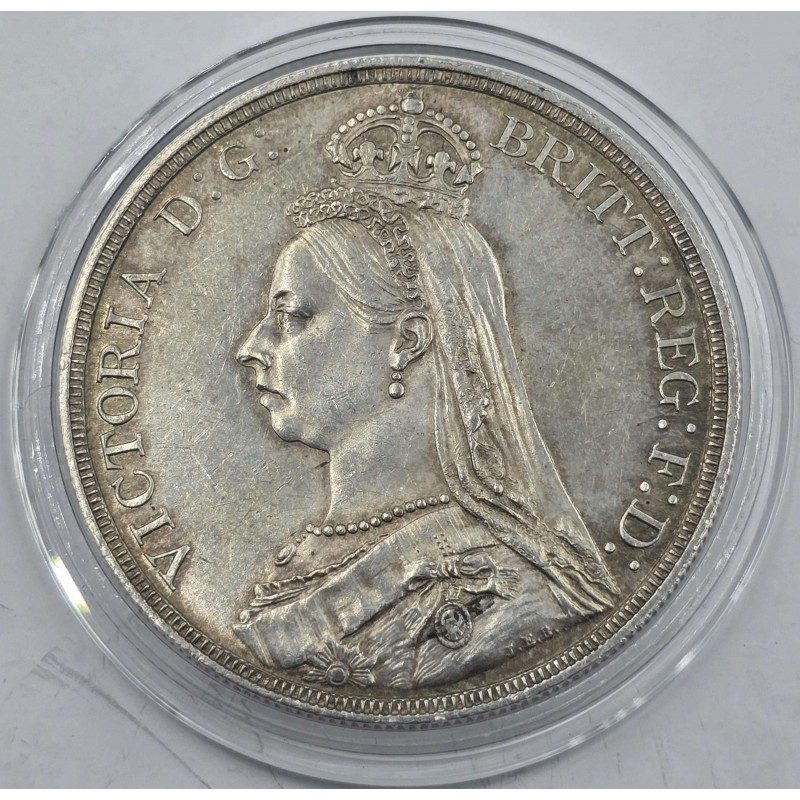 GREAT BRITAIN UK 1887 CROWN SILVER COIN QUEEN VICTORIA AU WORLD COINS