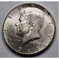 USA 1964 Kennedy Half Dollar coin 90% Silver AU-UNC