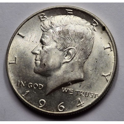 USA 1964 Kennedy Half Dollar coin 90% Silver AU-UNC