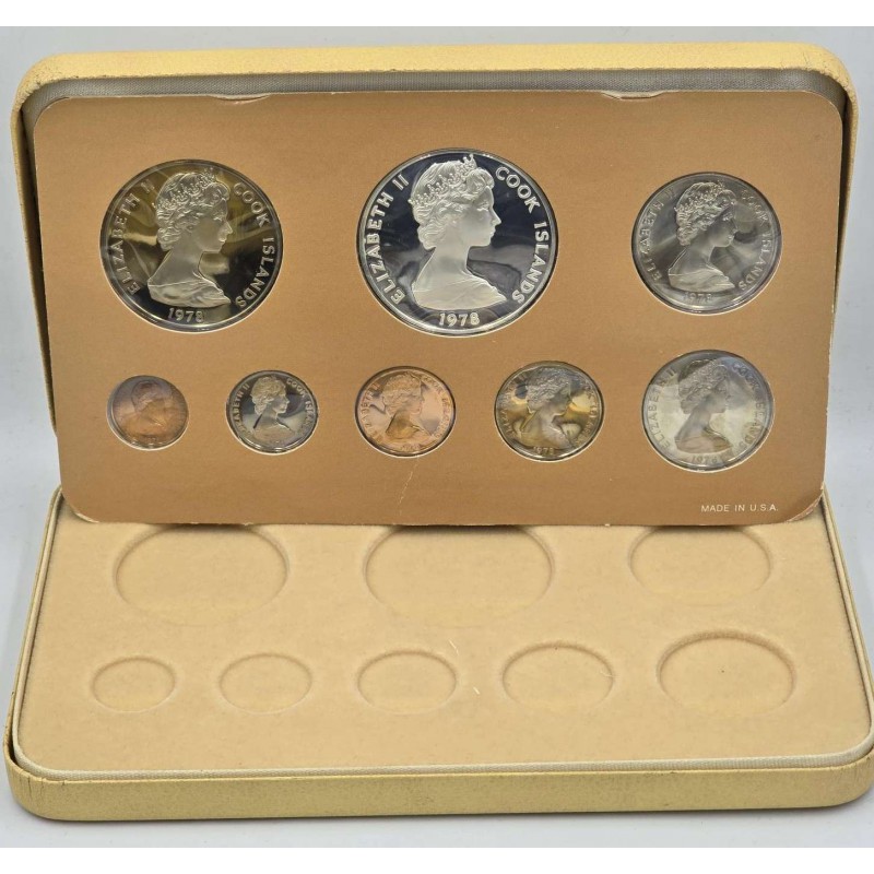 COOK ISLANDS 1978 SILVER PROOF COIN SET IN Box + COA WORLD COINS