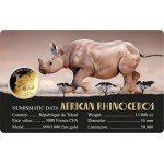 AFRICAN RHINOCEROS 1/1000 Oz Gold Coin 3000 Francs Chad 2024 GOLD AND SILVER BULLION