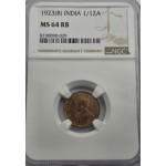 BRITISH INDIA 1/12 ANNA COIN 1923 B KGV NGC MS64RB WORLD COINS