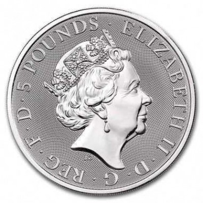 UK Queen's Beasts 2021 £5 GBP The Completer Color - colorized Coin SILVER BULLION BU COIN 2 OZ .999