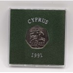 CYPRUS 1991 CUNI BU 50 CENTS COIN IN ORIGINAL RIGID CASE WORLD COINS