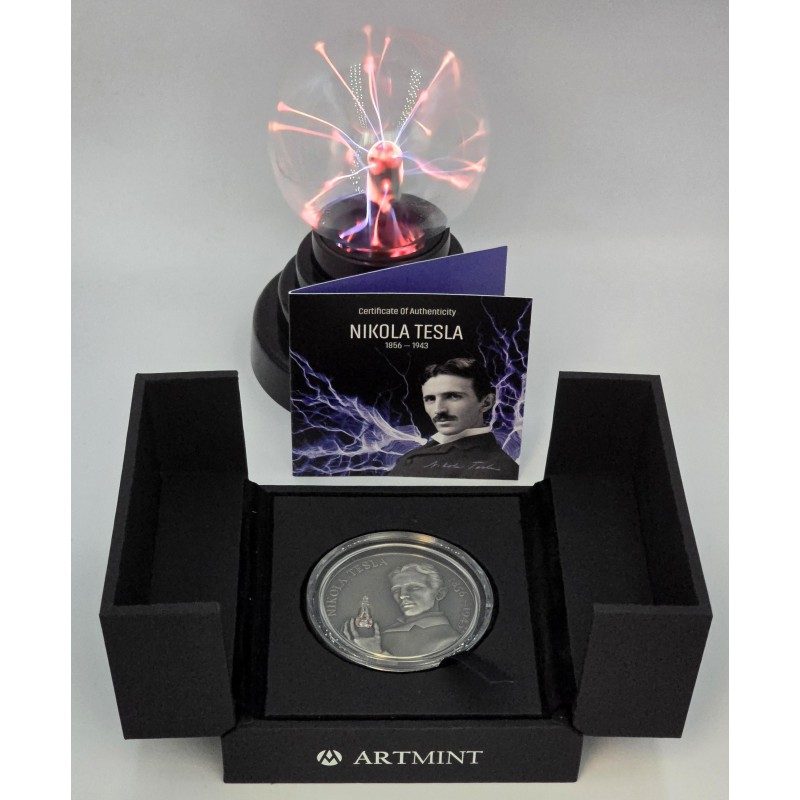NIKOLA TESLA Bulb Inlay 2 Oz Silver Coin Cameroun 2023 GOLD AND SILVER BULLION