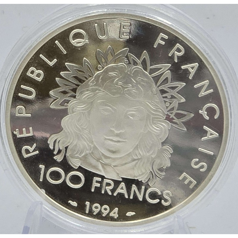 France 1994 Olympic Discobole Silver Proof 100 Francs coin WORLD COINS