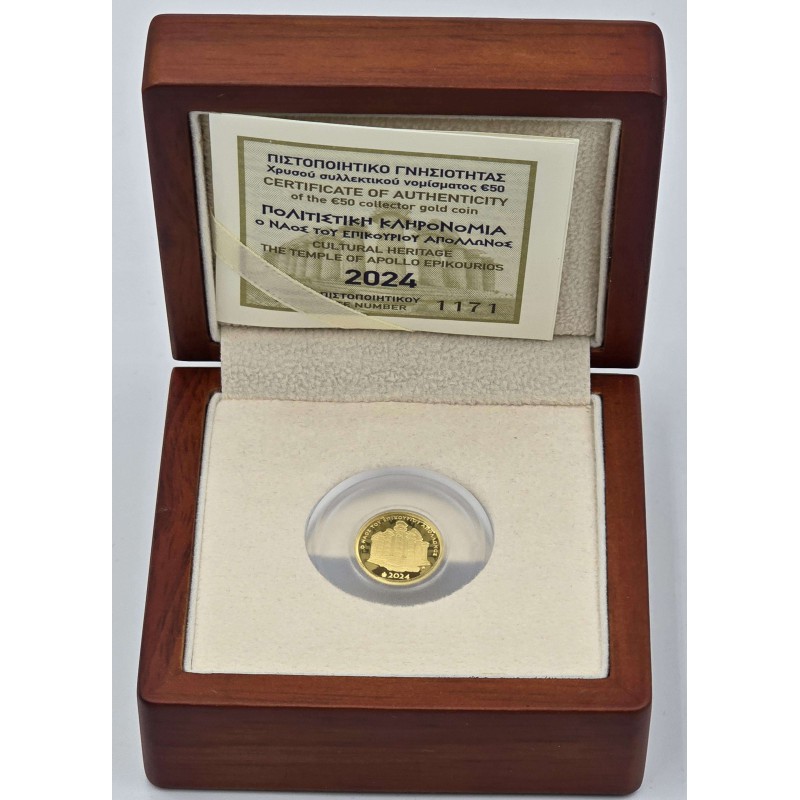 Greece 50 Euro Gold coin 2024 TEMPLE OF APOLLO EPIKOURIOS WORLD COINS