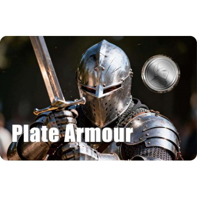 Knight Plate Armour 1/500 oz .999 Platinum Coin Liberia 2026 Card