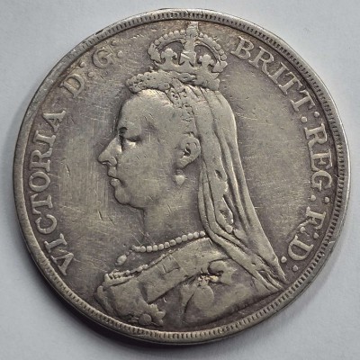 GREAT BRITAIN UK 1890 CROWN SILVER COIN QUEEN VICTORIA
