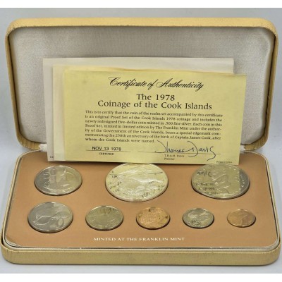 COOK ISLANDS 1978 SILVER PROOF COIN SET IN Box + COA