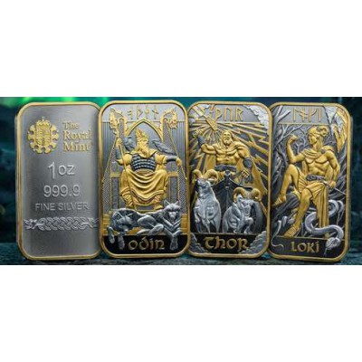 NORSE GODS – ODIN THOR LOKI 3 x 1oz Silver Bars Special Edition