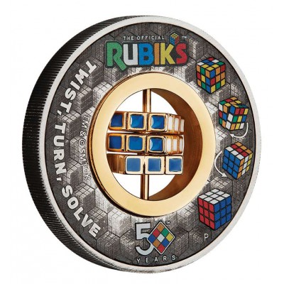 RUBIK CUBE 50th Anniversary 2 Oz Silver Coin 2$ Tuvalu 2024