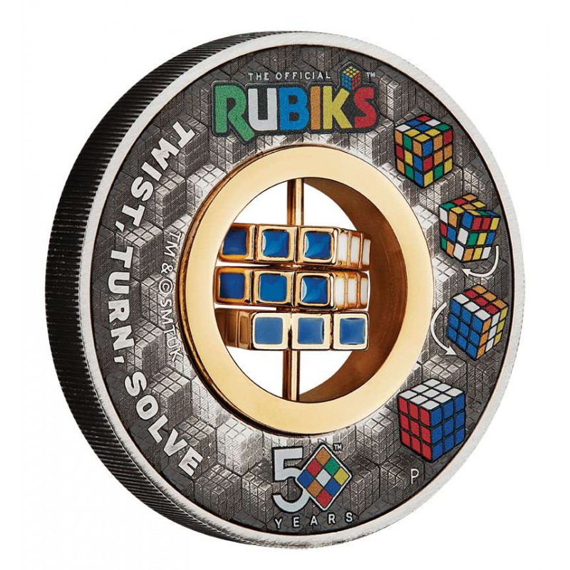 RUBIK CUBE 50th Anniversary 2 Oz Silver Coin 2$ Tuvalu 2024 GOLD AND SILVER BULLION