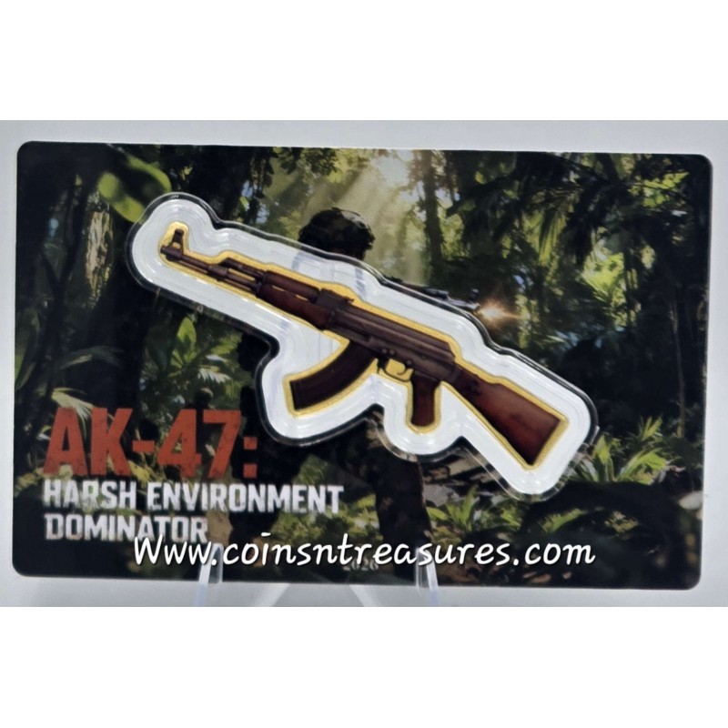 AK-47 Shaped 1/1000 Oz Gold Coin AK 47 Liberia 2026 GOLD AND SILVER BULLION