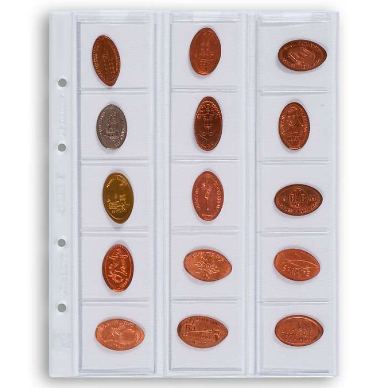 Optima 5 coin sheets, for 15 coins up to 42 mm Ø, clear ACCESSORIES & SUPPLIES