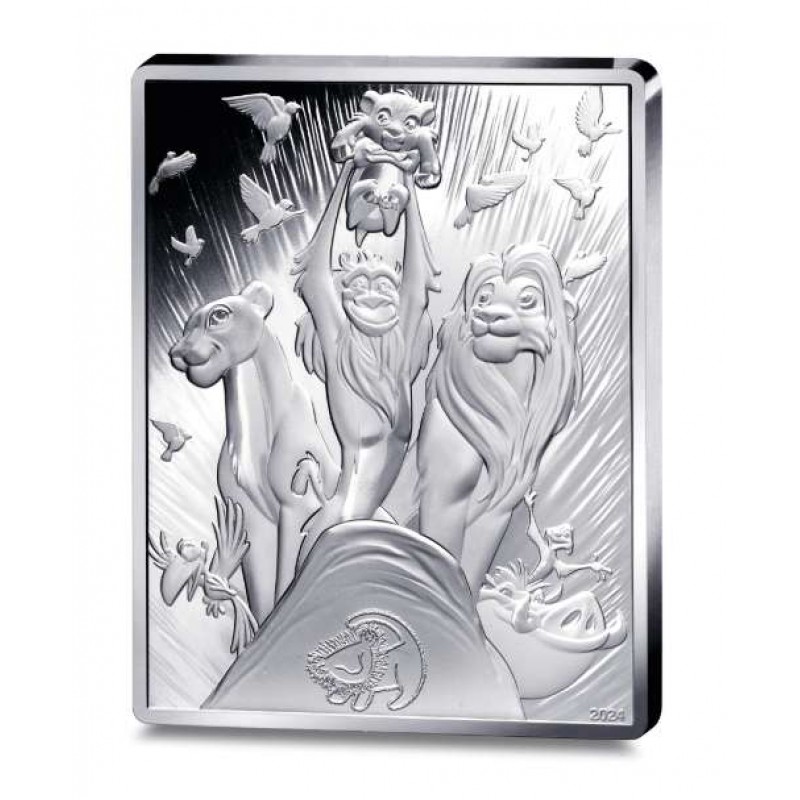 LION KING 30th Anniversary Silver Coin Bar 10€ Euro France 2024 WORLD COINS