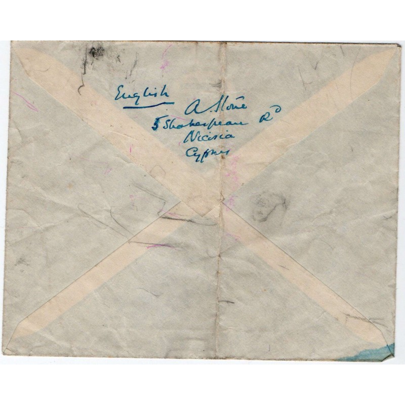 CYPRUS POSTAL HISTORY - KGVI 1940 CENSORED PASSED CENSOR 6 COVER CYPRUS TO ENGLAND CYPRUS STAMPS