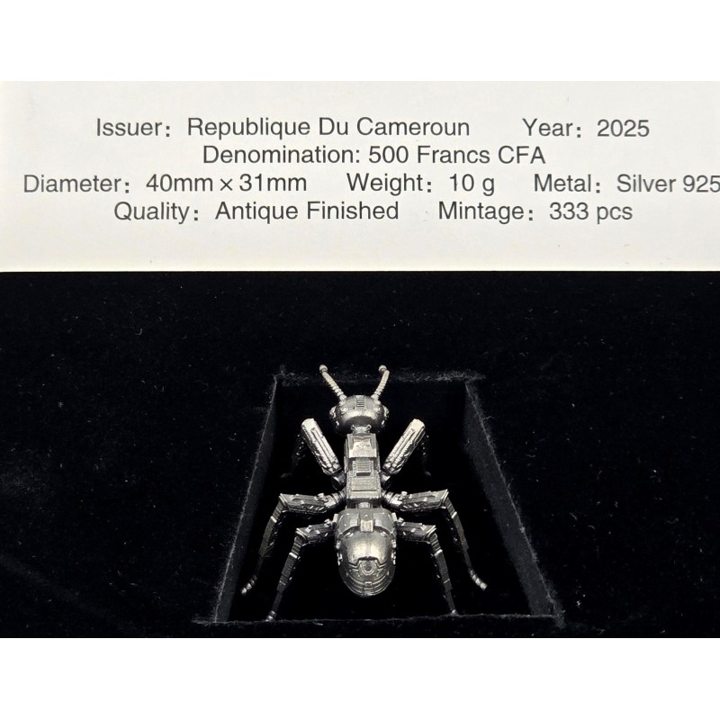 MECHANICAL ANT 3D Silver Coin 500 Francs Cameroon 2025 GOLD AND SILVER BULLION