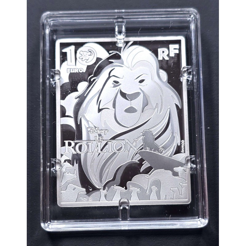 LION KING 30th Anniversary Silver Coin Bar 10€ Euro France 2024 WORLD COINS