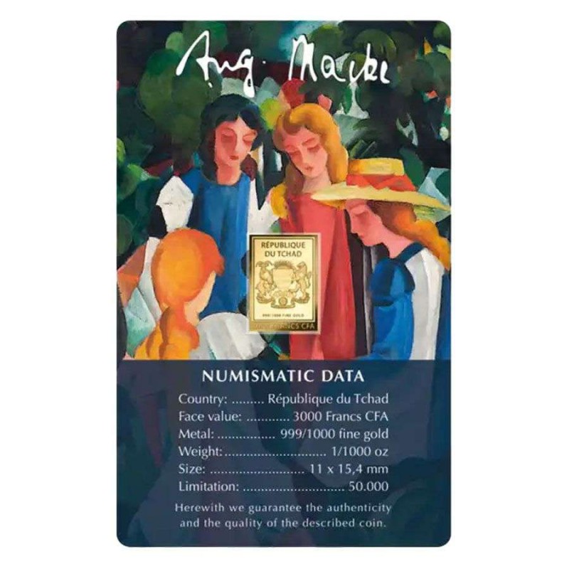 August Macke Four Girls 1/1000 Oz Gold Coin Chad GOLD AND SILVER BULLION