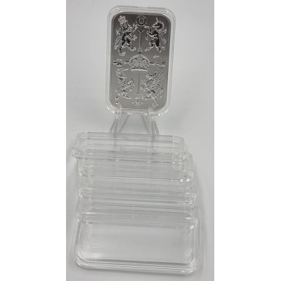 Rectangular Coin Capsules 29 x 50mm for 1 oz ROYAL MINT silver bar 5 PIECES
