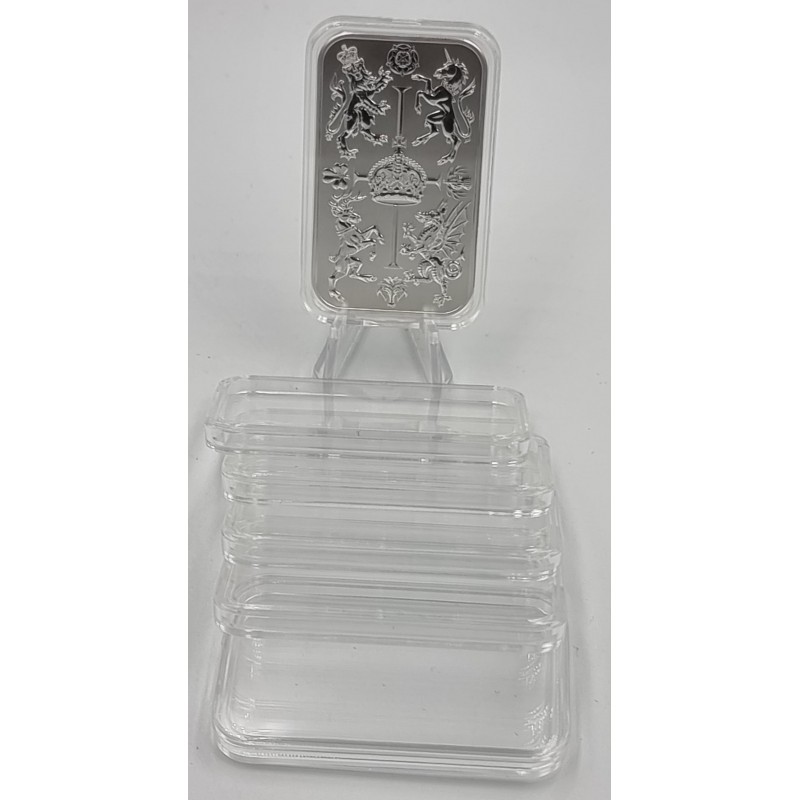 Rectangular Coin Capsules 29 x 50mm for 1 oz ROYAL MINT silver bar 5 PIECES GOLD AND SILVER BULLION
