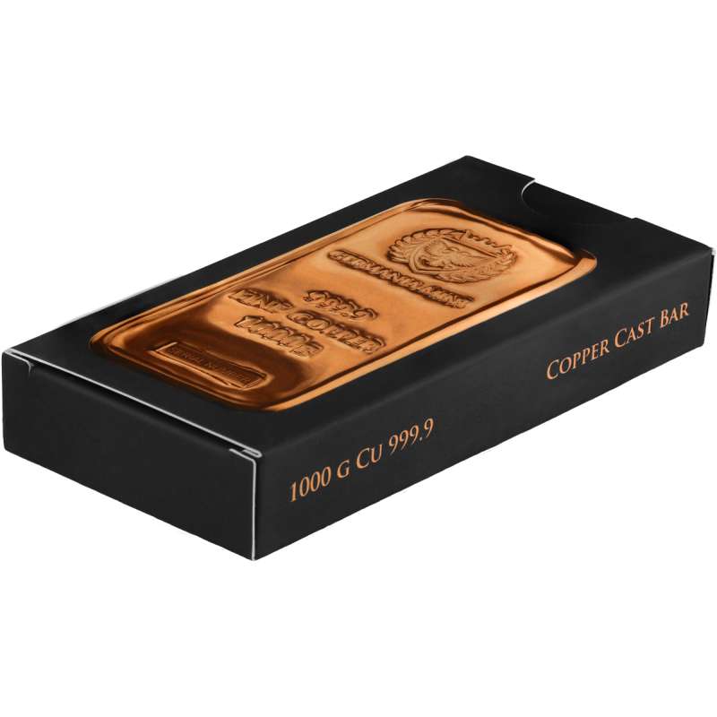 Germania Mint - 1kg Cu 999.9 pure copper Cast Bar GOLD AND SILVER BULLION