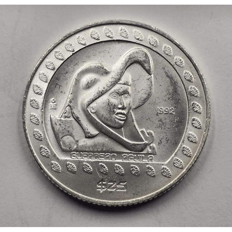 MEXICO UNC SILVER .999 COIN 25 PESOS 1992 WORLD COINS