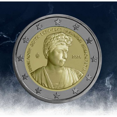 GREECE 2024 150 YEARS FROM THE BIRTH OF PENELOPE DELTA 2 EURO BE PROOF COIN