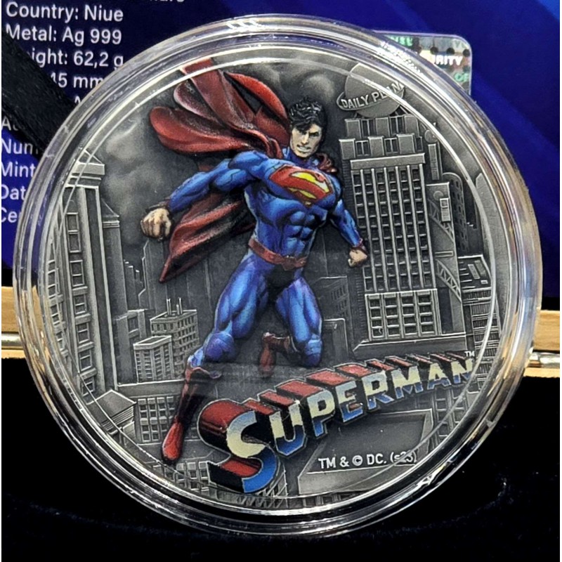 SUPERMAN 2 Oz Silver Coin 5$ DC Comics Niue 2023 GOLD AND SILVER BULLION