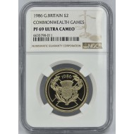 UK BRITAIN 1986 £2 COMMONWEALTH GAMES NGC PF 69 UCA