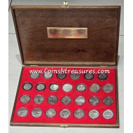 CYPRUS COMPLETE SET OF COMMEMORATIVE COINS 1970-2007 IN LUXURY WOODEN CASE