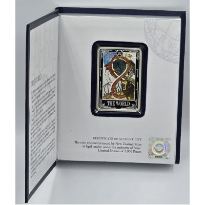 Tarot Cards 2025 The World XXI 1 oz Silver Proof coin bar
