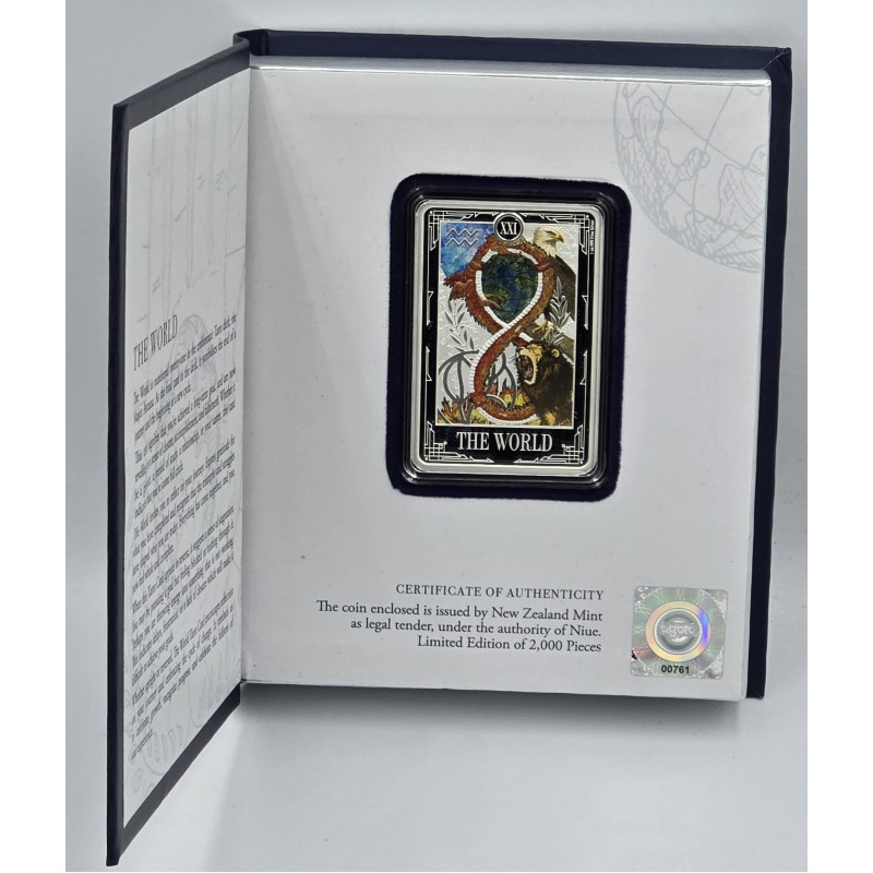 Tarot Cards 2025 The World XXI 1 oz Silver Proof coin bar GOLD AND SILVER BULLION