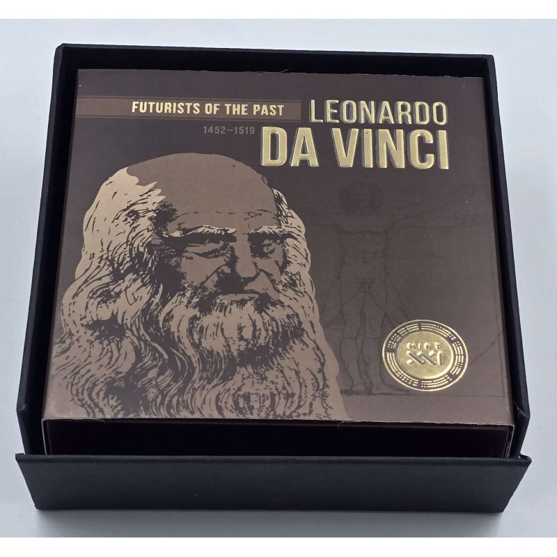 LEONARDO DA VINCI Futurists of the Past 2 Oz Silver Coin 2024 GOLD AND SILVER BULLION