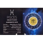 ZODIAC SIGNS PISCES 1/1000 Oz Gold Coin 3000 Francs Chad GOLD AND SILVER BULLION