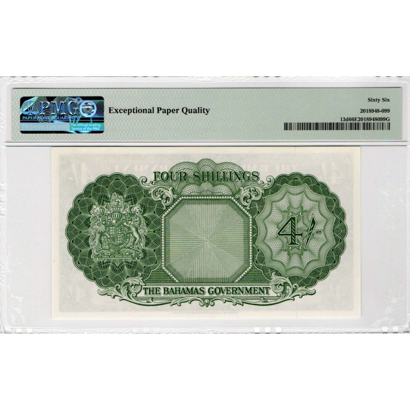 BAHAMAS 1963 10 SHILLINGS QEII P13d PMG 66 EPQ WORLD BANKNOTES